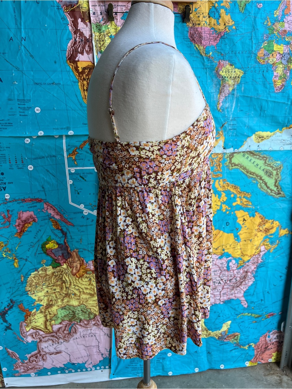 Billabong Floral Brown Pink White Spaghetti-Strap Romper - Picture 4 of 10